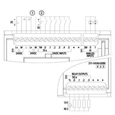 6ES7211-1HE40-0XB0 CPU 1211C, DC/DC/Relay, 6DI/4DO/2AI
