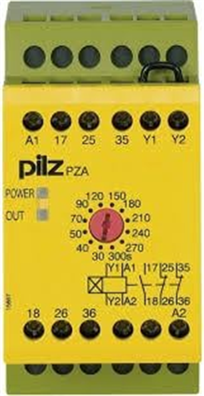 774029 PZA 300/24VDC Emniyet Rölesi – 1 N/O + 2 N/C, 30–300 sn Zaman Gecikmeli, 24V DC