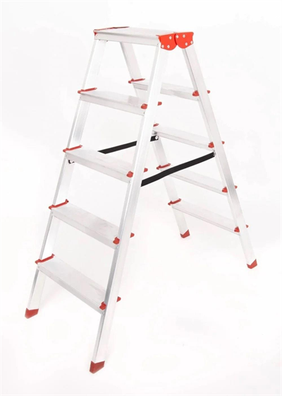 A Tipi 5 Basamaklı Çift Çıkışlı Alüminyum Merdiven 109 Cm