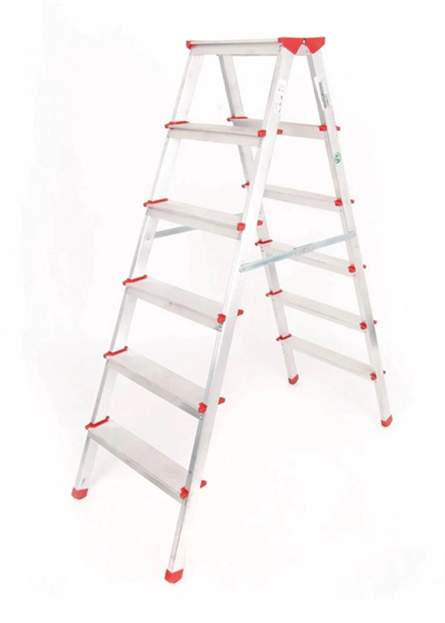 A Tipi 6 Basamaklı Çift Çıkışlı Alüminyum Merdiven 137 Cm