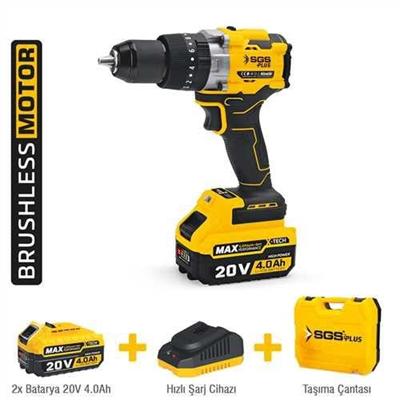 AKÜLÜ DARBELİ MATKAP SETİ 20 VOLT 130 Nm Tork 2*4.0Ah (KÖMÜRSÜZ MOTOR)