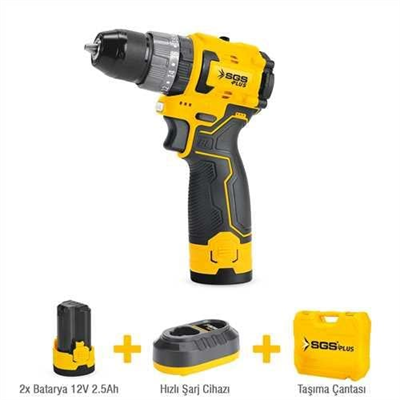 AKÜLÜ DARBELİ VİDALAMA SETİ 12 VOLT (2*2.5 Ah) (KÖMÜRSÜZ MOTOR)