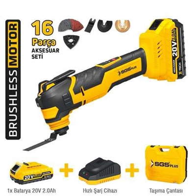 AKÜLÜ MULTI-TOOLS KESİCİ VE RASPALAMA MAKİNESİ 20V 1*2.0 Ah