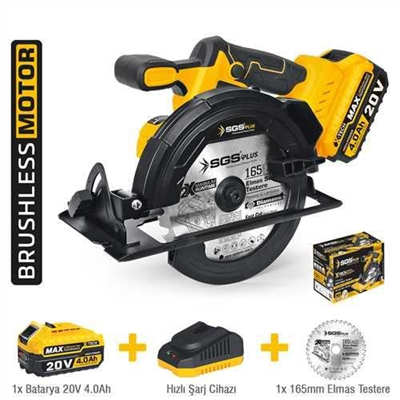 AKÜLÜ SUNTA KESME MAKİNESİ SETİ 165 MM 1*4.0 Ah (KÖMÜRSÜZ MOTOR)