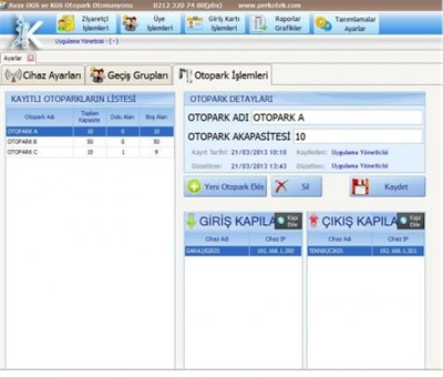 AVAX OGS-HGS SİSTEMİ Otopark ve Site Giriş Çıkış Kontrol Programı
