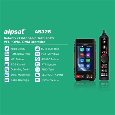 Alpsat AS326 Çok Fonksiyonlu RJ45 Ağ Kablosu ve Fiber Optik Kablo Test Cihazı