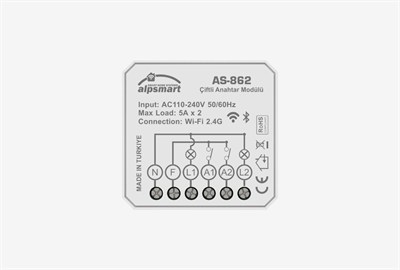 Alpsmart  AS-862 Çiftli Akıllı Wi-Fi Anahtar Modülü