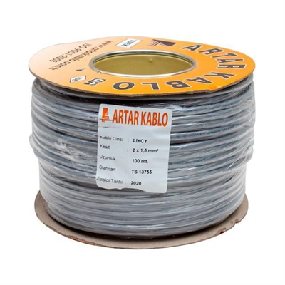 Artar 2x1.5 Mm Liycy 100 Metre Bakır Hoparlör Kablosu