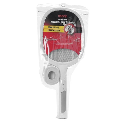 Asonic AS-A25 1200mAh 3000V Çıkış UV Mavi Işıklı Şarjli Masaüstü Raket Sinek Öldürücü