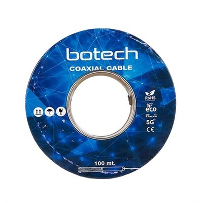 Botech RG6/U4 0.90 Mm 64x0.12 Tel CCS Makaralı Yerli Üretim Anten Kablosu 100 Metre