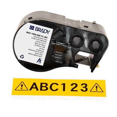 Brady M4C-1000-595-YL-BK Vinil Etiket 25.40 mm x 7.62 m | B-595 Endüstriyel Etiket