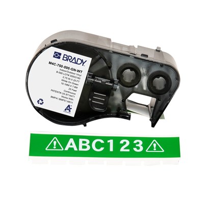 Brady M4C-750-595-GN-WT Vinil Etiket 19.05 mm x 7.62 m | Yeşil Beyaz B-595 Endüstriyel Etiket
