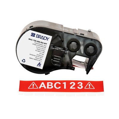 Brady M4C-750-595-RD-WT Vinil Etiket 19.05 mm x 7.62 m | Kırmızı Beyaz B-595 Endüstriyel Etiket