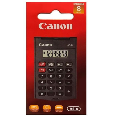 Canon AS-8 Siyah 8 Haneli Kapaklı Cep Tipi Hesap Makinesi