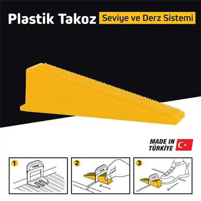 DERZ SEVİYE TESPİT KLİPS TAKOZU (PK/100 ADET) SARI