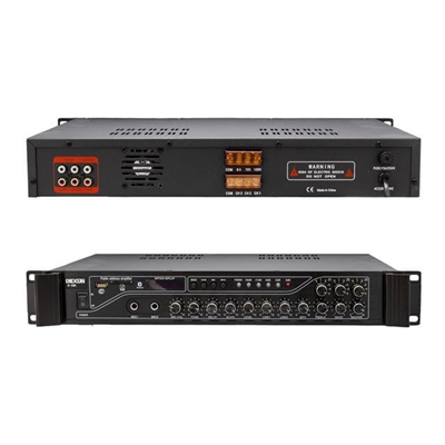 Dexun D-230 250 Watt 3 Zone İki Mikrofon Girişli Hat Trafolu Anfi  Usb-Bt 4/16-70-100v