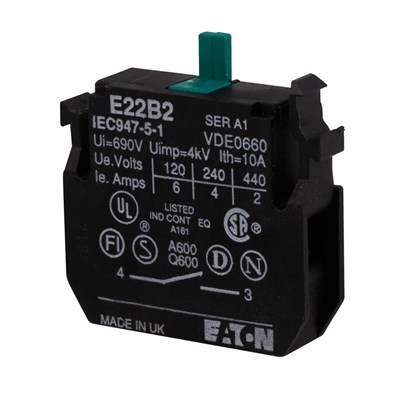 Eaton E22B2 22,5 mm 1 NO E22 Serisi Ağır Hizmet Tipi Kontak Bloğu