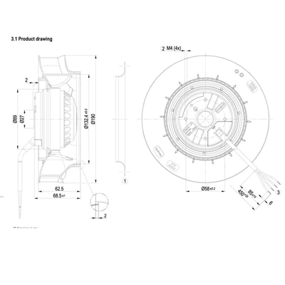 EbmPapst R2E190-RA26-05 Pano Klima Fanı | 230V Radyal Fan | IP44
