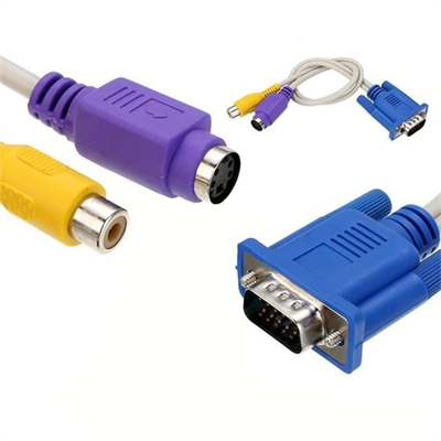 Elektromer Vga 15 Pin Erkek - 1 Rca Dişi+Mini DIN Dişi 10 Cm Kablo