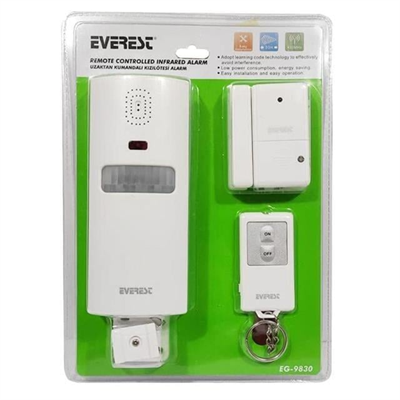 Everest EG-9830 PIR Kızılötesi Hareket Sensörlü Güvenlik Alarmı Uzaktan Kumandalı
