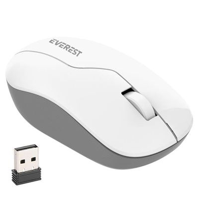 Everest SMW-973 USB Beyaz-Gri 2.4Ghz 1200DPI Kablosuz Optik Mouse 5 Metre Menzilli