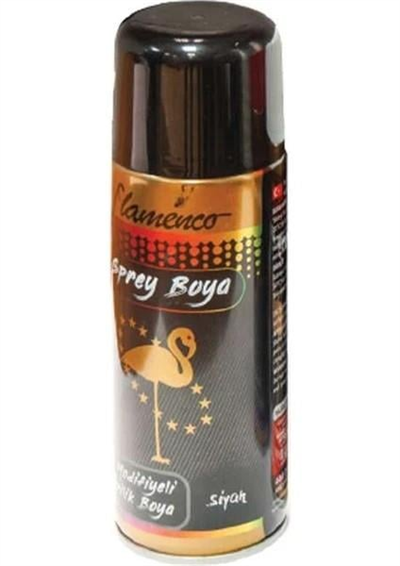 FLAMENCO 400 Ml Modifiyeli Parlak Sprey Akrilik Boya Hızlı Kuruma Özelliği  SİYAH