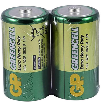 GP Greencell R20 1.5V Büyük D Boy Çinko-Karbon Pil 20li Paket (13G)