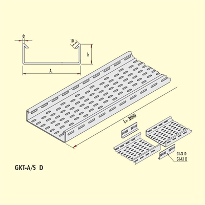 Gersan  300mm AĞIR HİZMET KABLO KANALI h=60 e=1,5mm L=3000mm  GKT-B30-1,5 D