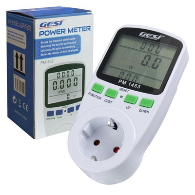 Gesi PM-1453 Dijital Wattmetre Enerji Sarfiyat Ölçer Tüketim Ölçer 220 Volt 16 Amper 3680 Watt Priz