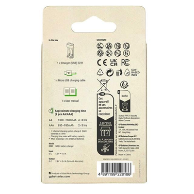 Gp Recyko E221 Usb 2li AA - AAA Pil Şarj Cihazı (GPACSE221004 GPE221R21-2GTLB1)