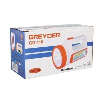 Greyder GD-410 Solar Şarjlı 3 Watt 12 Led El Feneri Işıldak