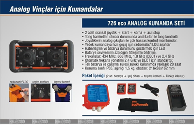 HBC Radiomatic 726 Eco 6 Hareket Analog (0-10 Volt) Kablosuz Vinç Kumanda Seti