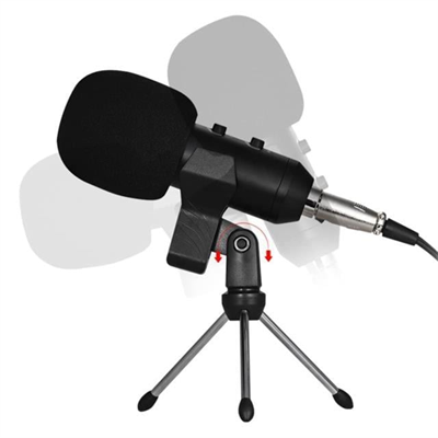 Haiki HK-100 3.5Mm Masaüstü Kondenser Stüdyo Podcast Yayıncı Mikrofonu 3 Metre Kablolu