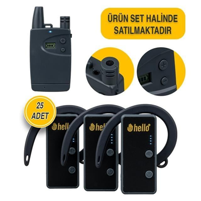 Hello HL-27915 25li Kulaklık Tipi Tur Rehber Sistemi Seti (100 Metre Menzil)