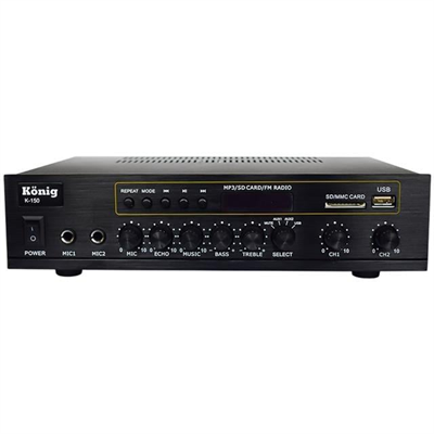 König K-150 - 2X80 Watt Usb/Bluetooth/2 Mikrofon Girişli Trafosuz Anfi