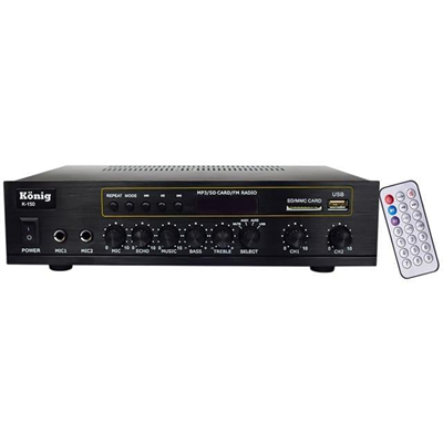 König K-150 - 2X80 Watt Usb/Bluetooth/2 Mikrofon Girişli Trafosuz Anfi