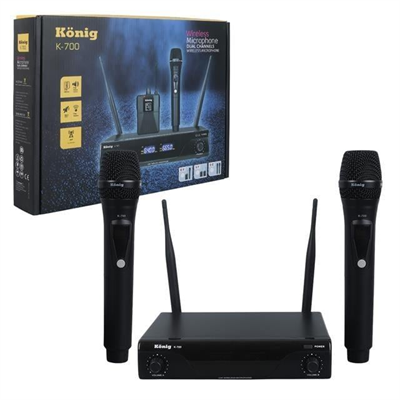 König K-700 E-E Profesyonel 663-694Mhz 2 El 2 Kanal Uhf 2x50 Kablosuz Telsiz Mikrofon
