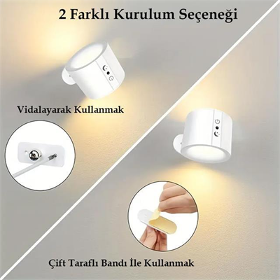 Ledx AL-SK-BD80A Çift Yönlü Kumandalı Duvar Aplik Çalışma Lambası 3000K-4000K-6500K