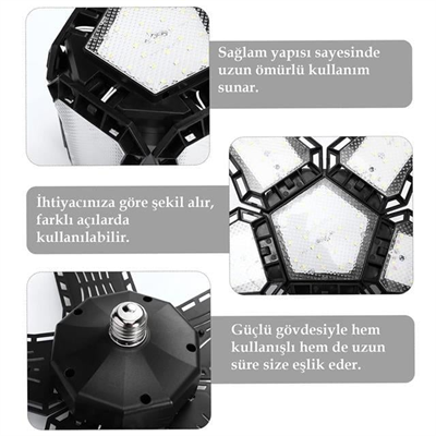 Ledx Ayarlanabilir Açılı 5 Kanatlı 148 Smd Ledli Galaxy Projektör Işığı 60W 6600 Lumen E27 32cm Çap