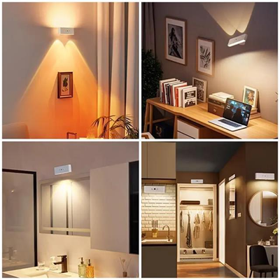 Ledx SK-BD188F Çift Yönlü Hareket Sensörlü Dekoratif Şarjlı Duvar Aplik 2 Mercekli 15 Smd Ledli 3000K-4000K-6500K