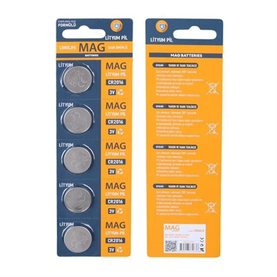 Mag Batteries MG-2016 CR2016 3 Volt Pil (5li Blister Paket)