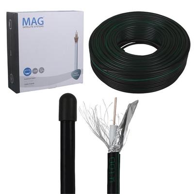 Mag Rg6/U6 Bakır Cu/Cu 80 Tel Siyah Anten Kablosu (100 Metre)