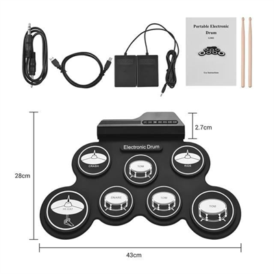 MagicVoice G3002 Elektronik Bateri Roll UP Davul Matı Kiti 7 Ped
