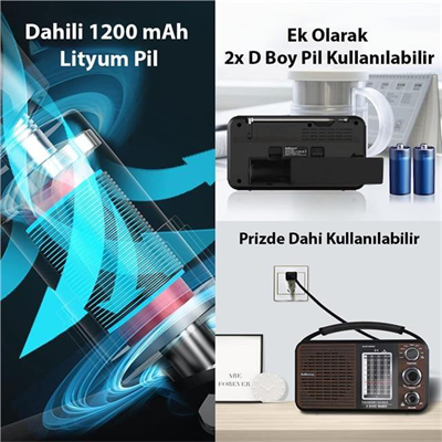 MagicVoice USR11 Portatif Analog Radyo FM-USB-SD/MMC-AUX (88-108 FM Frekans Aralığı)