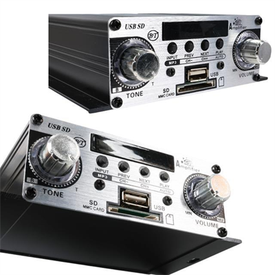 MagicVoice YW-191L 12 Volt 100 Watt Motosiklet Bluetooth Amfi USB/SD 2 Kanal Pazarcı - Anfi (125X95X40mm)