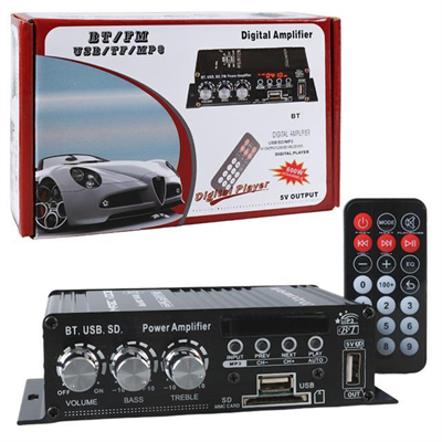 MagicVoice YW-406L 12 Volt 100 Watt Motosiklet Bluetooth Amfi USB/SD 2 Kanal Pazarcı - Anfi (154X80X42Mm)