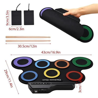 Magicvoice G3002R 7 Ped Gökkuşağı Renkli Elektronik Roll Up Davul Kiti