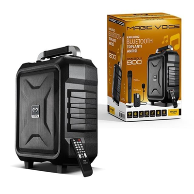 Magicvoice MV-2015 USB-SD-BT 1 El + 1 Yaka Mikrofonlu 300W Taşınabilir Şarjlı Hoparlör Anfi
