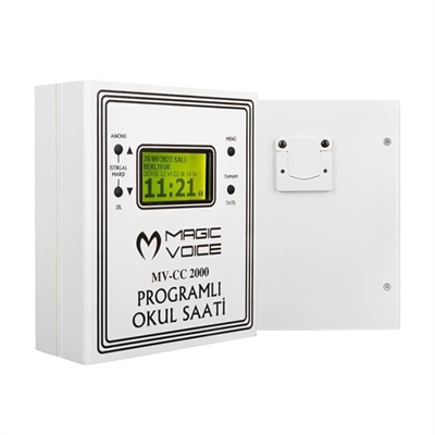 Magicvoice MV-CC2000 USB Duvar Tipi Programlı 20 Adet MP3 Formatı Zil / İstiklal Marşlı Akıllı Dijital Okul Saati (Çan Takılabilir)
