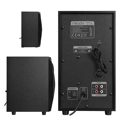 Mikado MD-370BT 38W Siyah BT/AUX/USB/FM/LED Işıklı Multimedia Speaker 2+1 Ses Sistemi